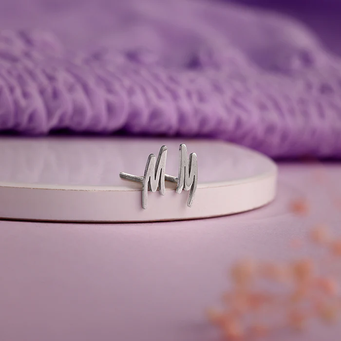Silver Personalised Letter Stud Earrings - Image 3