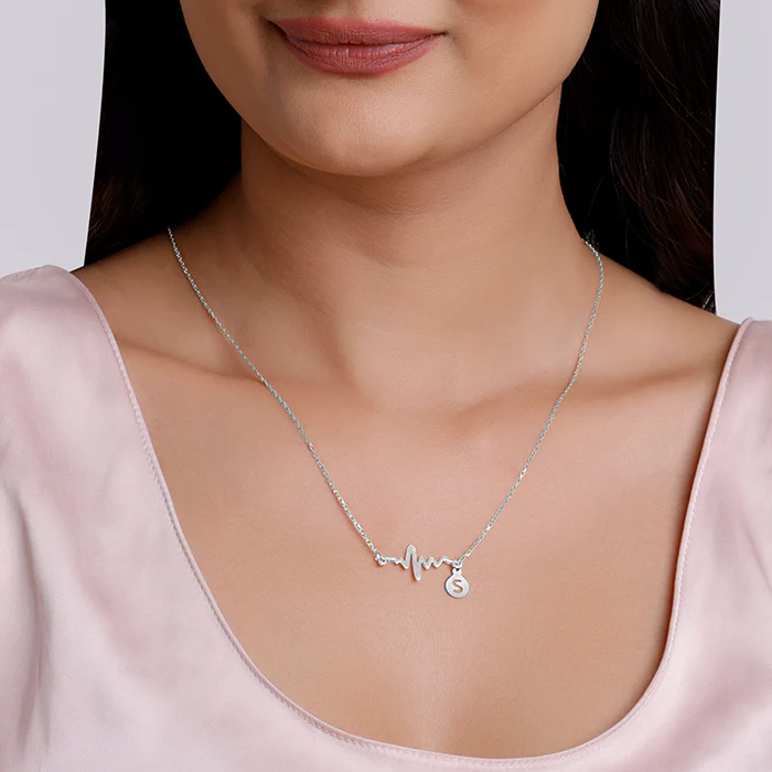Silver Personalised Lifeline Initial Necklace - Image 3