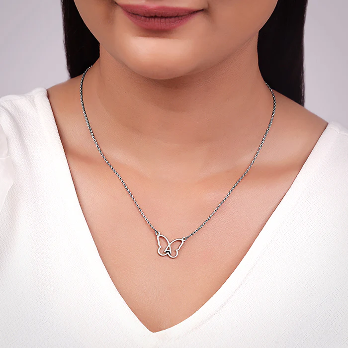 Silver Personalised Like a Butterfly Necklace - Image 4