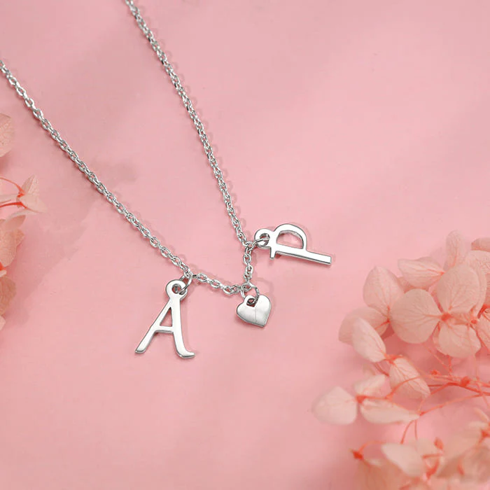 Silver Personalised Love Initials Necklace - Image 2