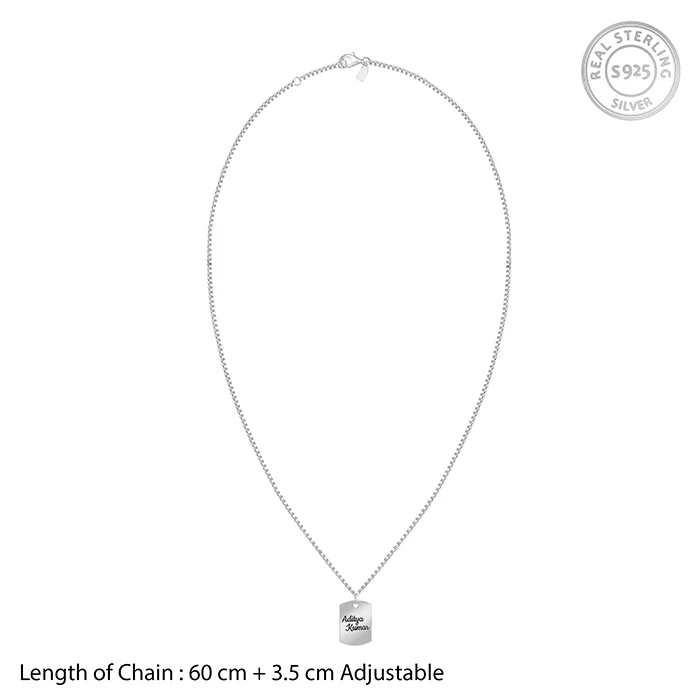 Silver Personalised Military Dog Tag Pendant with Box Chain For Him - Image 5