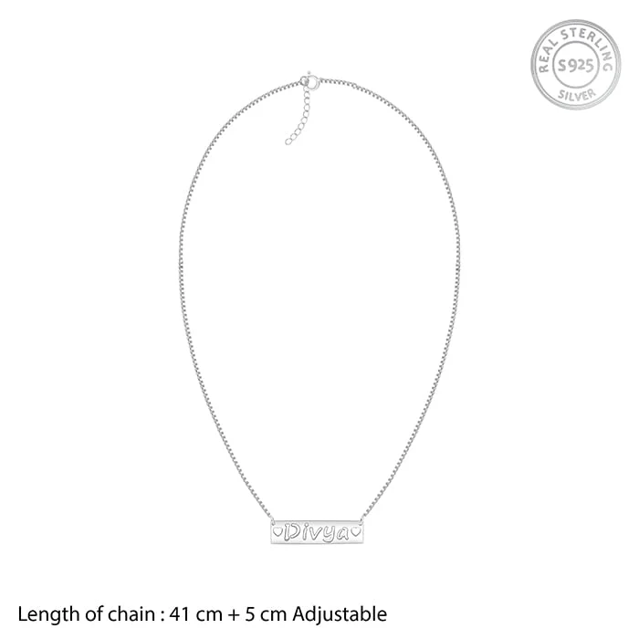 Silver Personalised Name Engraved with Love Necklace - Image 5