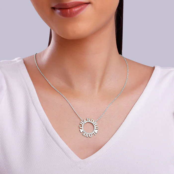 Silver Personalised Round Name Necklace - Image 4