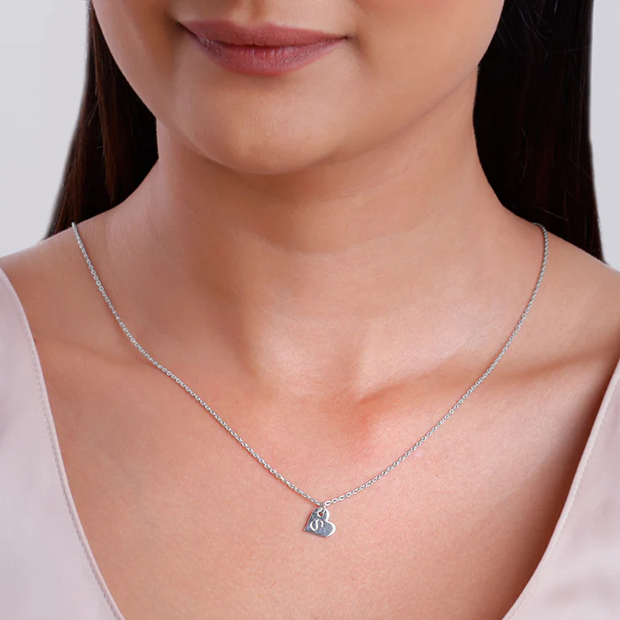 Silver Personalised Shy Heart Pendant - Image 5