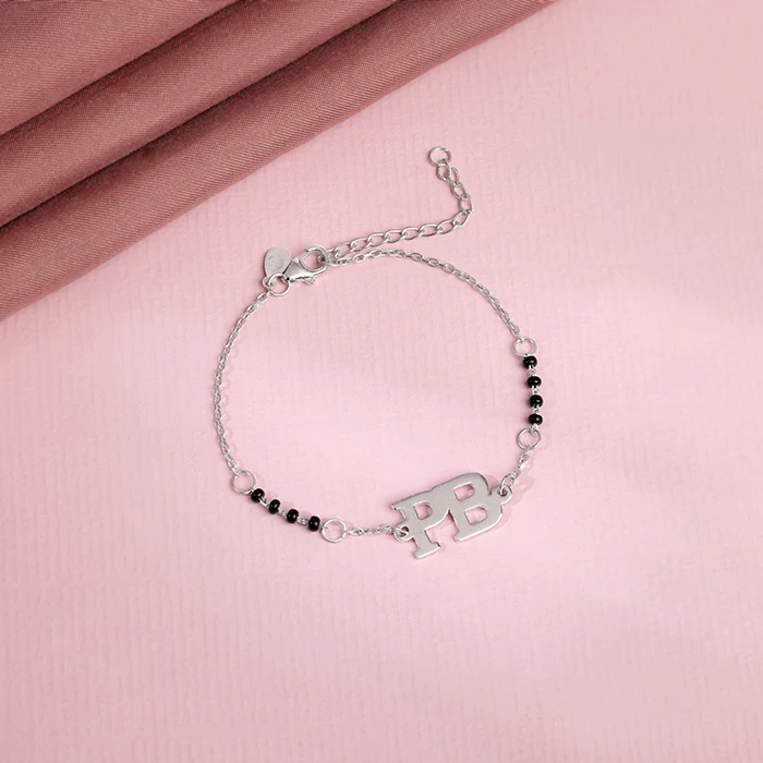 Silver Personalised Signature Initial Mangalsutra Bracelet - Image 2
