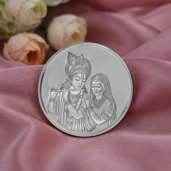Silver Personalized Radha Krishna Coin - 10g - Image 3