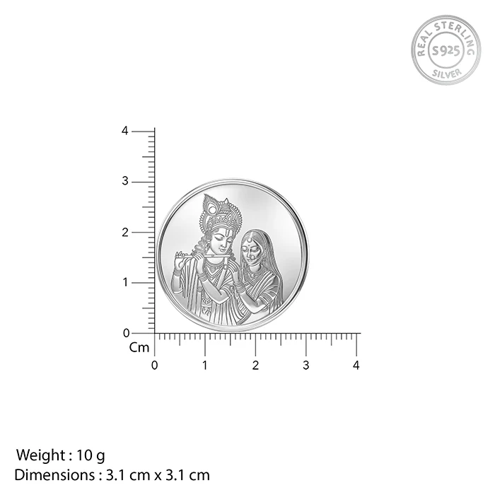 Silver Personalized Radha Krishna Coin - 10g - Image 5