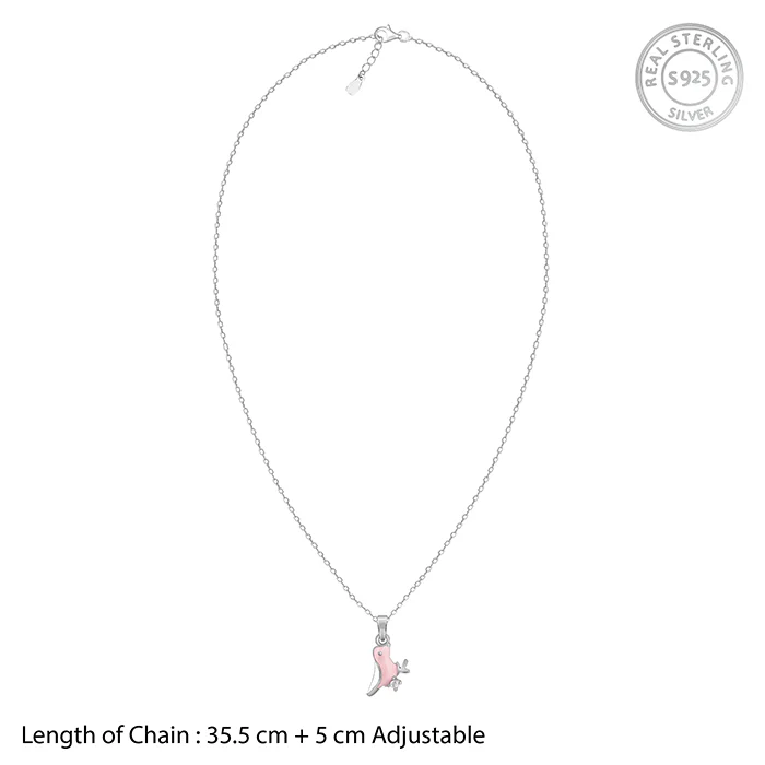 Silver Pink Bird Kids Pendant With Link Chain - Image 5