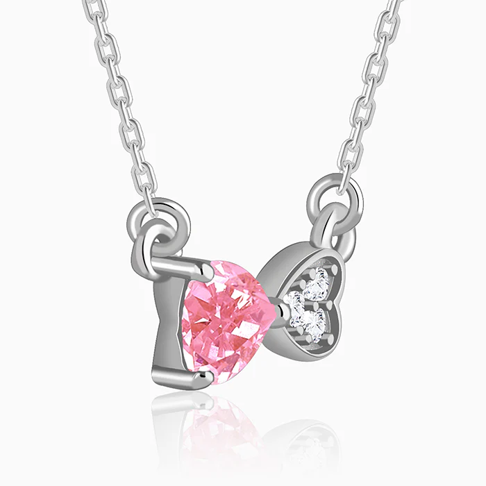 Silver Pink Glow Hearts Necklace - Image 4