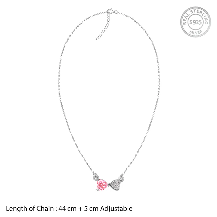 Silver Pink Glow Hearts Necklace - Image 6