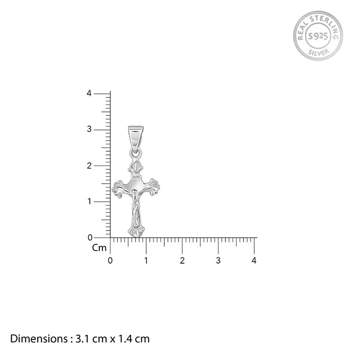 Silver Striped Cross Pendant with Box Chain For Him - Image 5