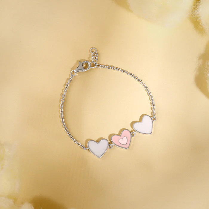 Silver Pookie Hearts Kids Bracelet (0 - 1 Years) - Image 2