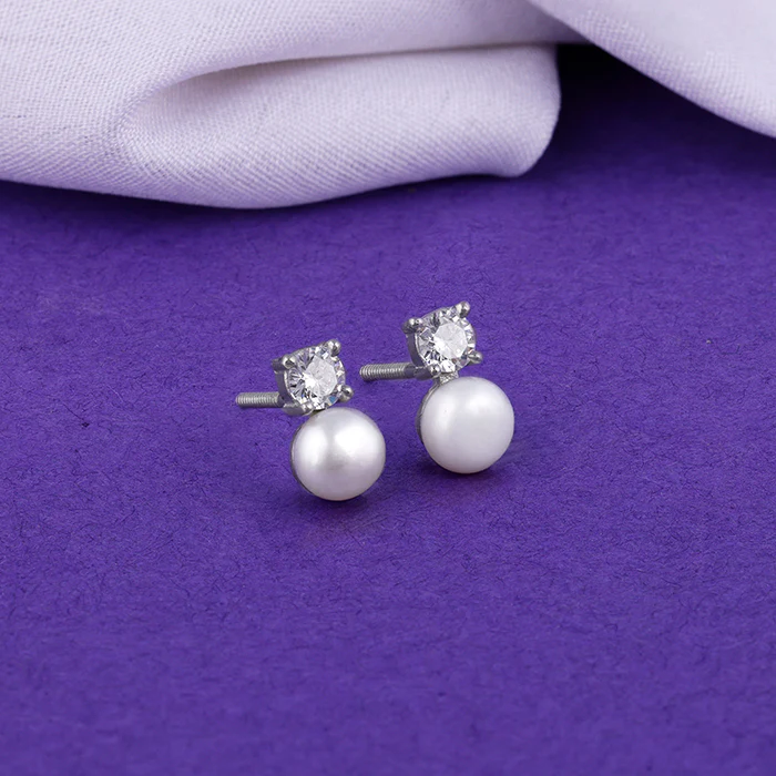 Silver Precious Pearl Earrings - Image 2