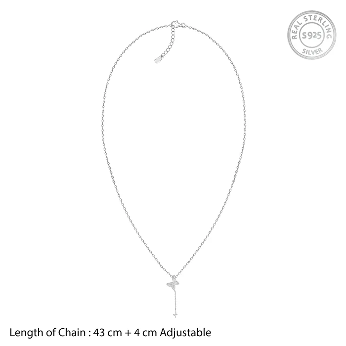 Silver Pretty Butterfly Pendant with Link Chain - Image 6