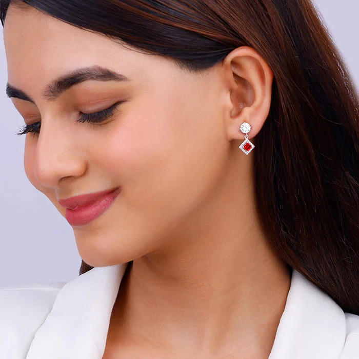 Silver Princess in Red Earrings - Image 3