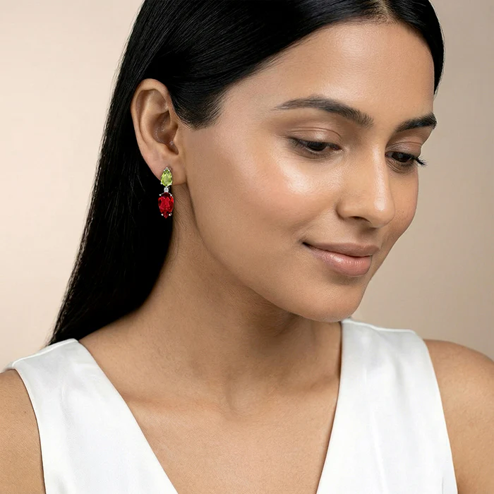 Silver Prismatic Echo Drop Earrings - Image 3