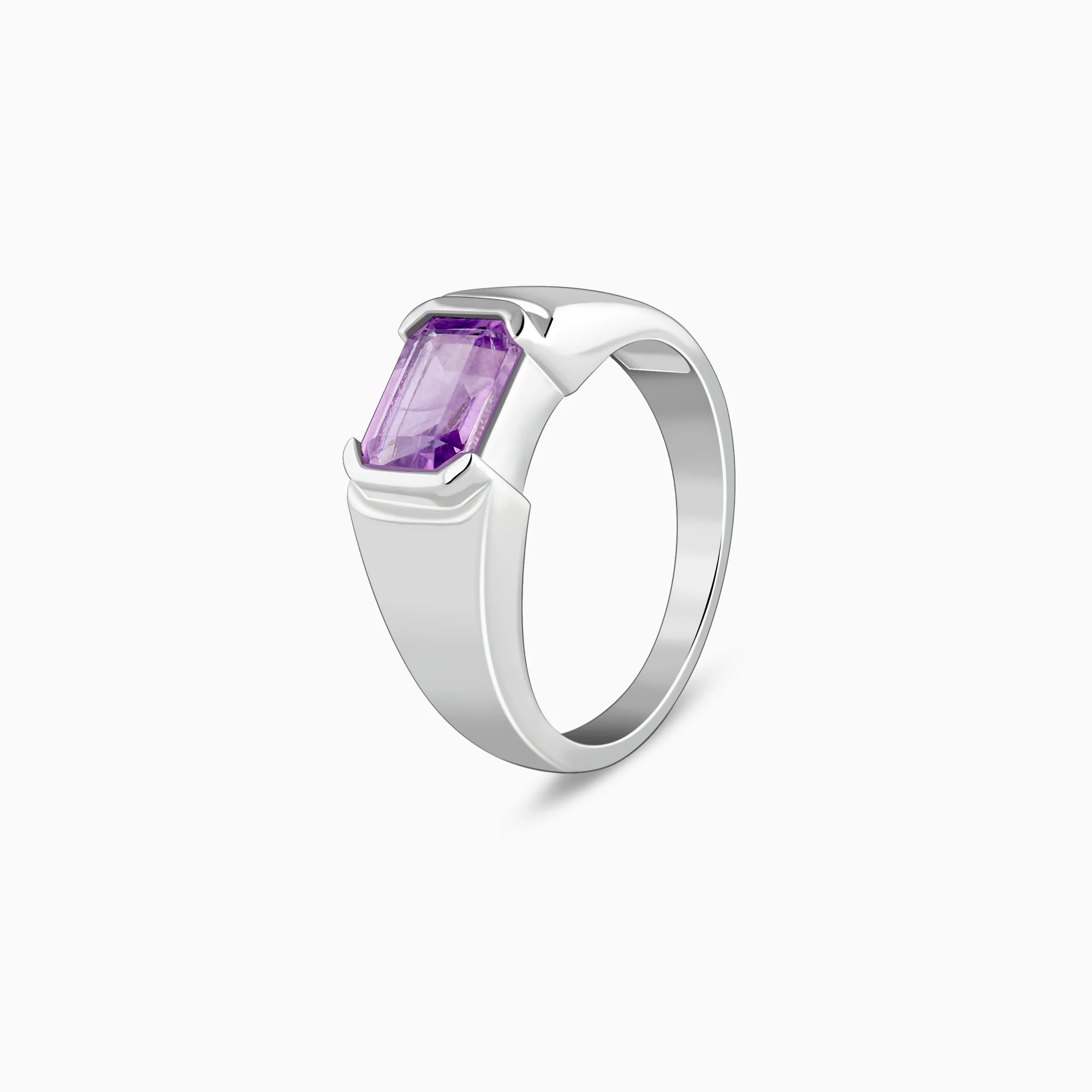 Silver Purple Crest Ring For Him - Image 4
