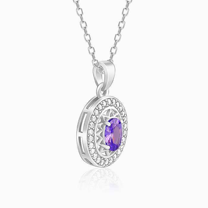 Silver Purple Glance Pendant With Link Chain - Image 4