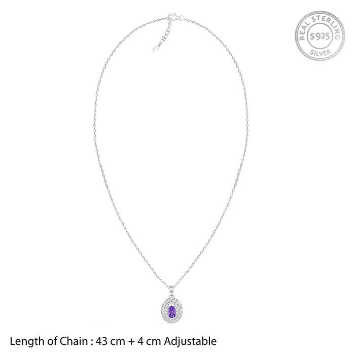 Silver Purple Glance Pendant With Link Chain - Image 5