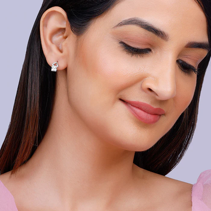 Silver Quadrangle Earrings - Image 3
