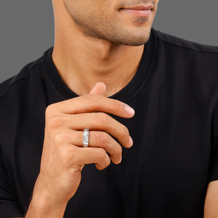 Silver Racy Rugged Ring For Him - Image 3