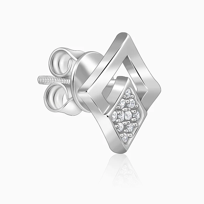 Silver Radiant Rhombus Earrings - Image 4
