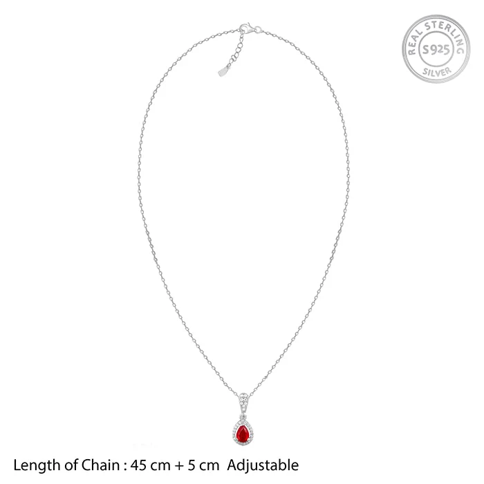 Silver Radiant Ruby Pendant With Link Chain - Image 6