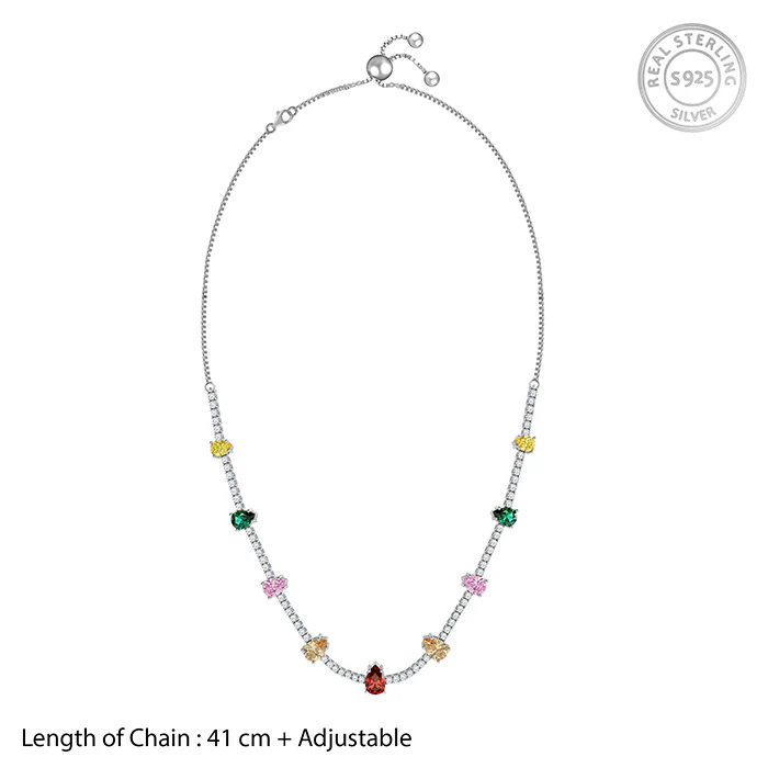 Silver Rainbow Pear-Cut Choker Necklace - Image 4