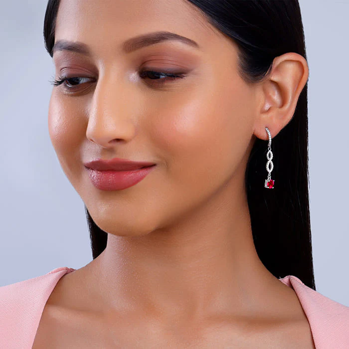 Silver Red Rebe Earrings - Image 3