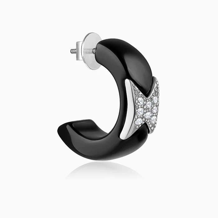 Silver Reflection J Hoop Earrings - Image 4
