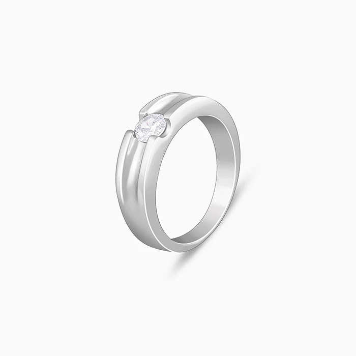 Silver Regal Grid Ring For Him - Image 4