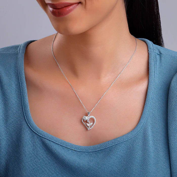 Silver Rooted in Love Pendant With Link Chain - Image 3