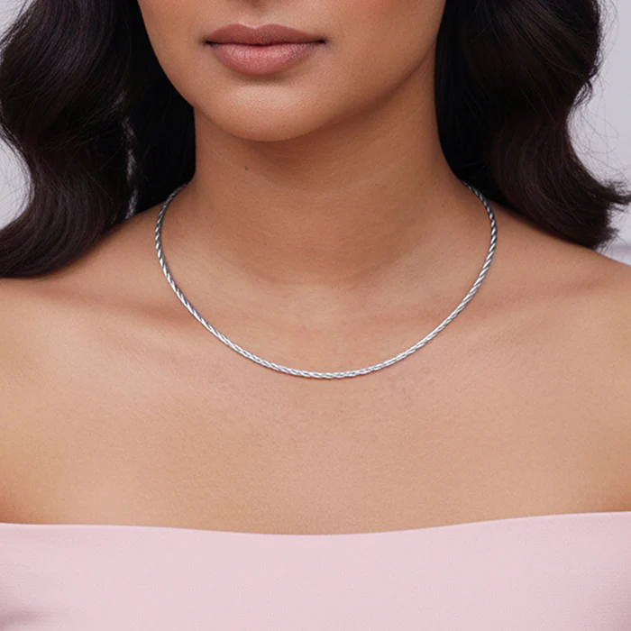 Silver Rope Hasli Necklace - Image 3