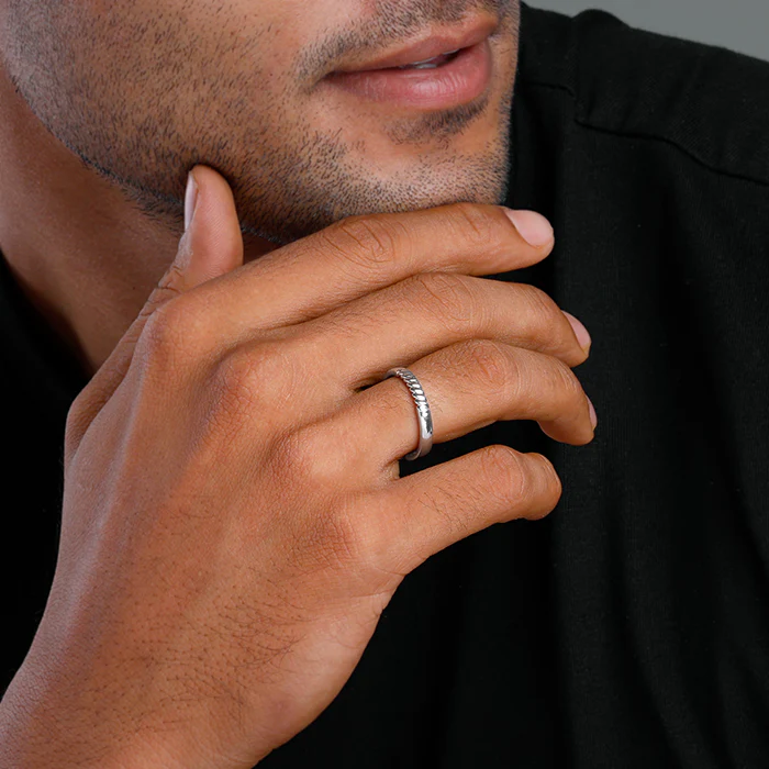 Silver Rope Ring for Him - Image 3