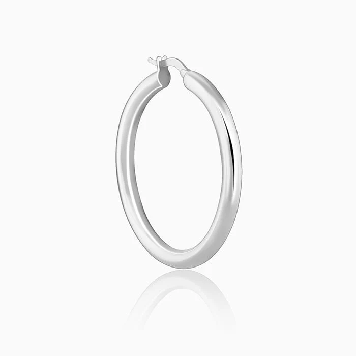 Silver Round Hoop Earring - Image 4