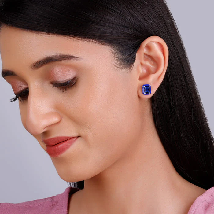 Silver Royal Blue Earrings - Image 3