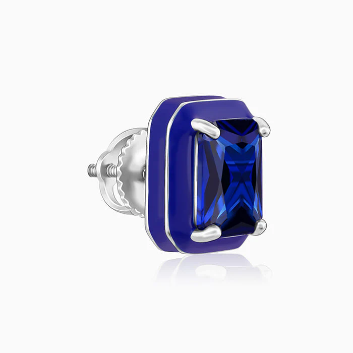 Silver Royal Blue Earrings - Image 4