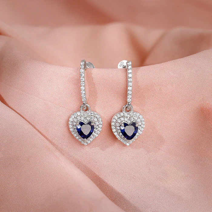 Silver Royal Heart Earrings - Image 2