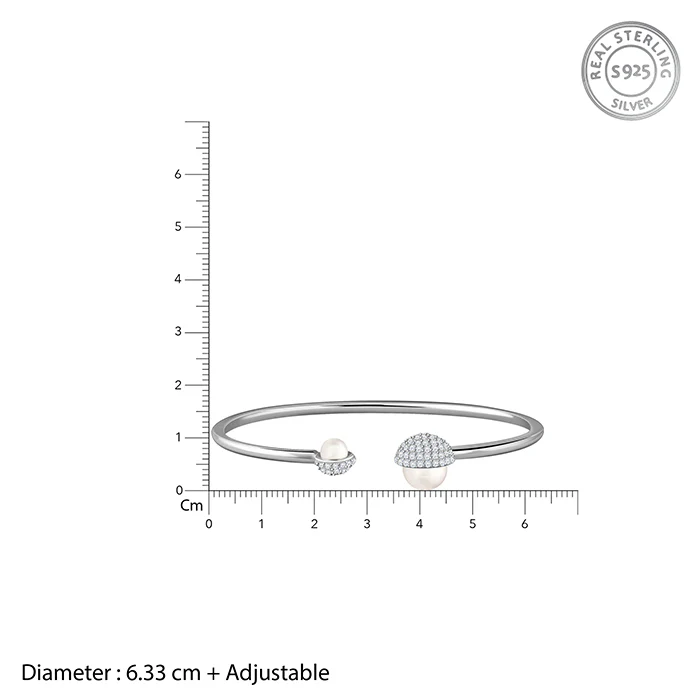 Silver Sankalp Pearl Cuff Bracelet - Image 4