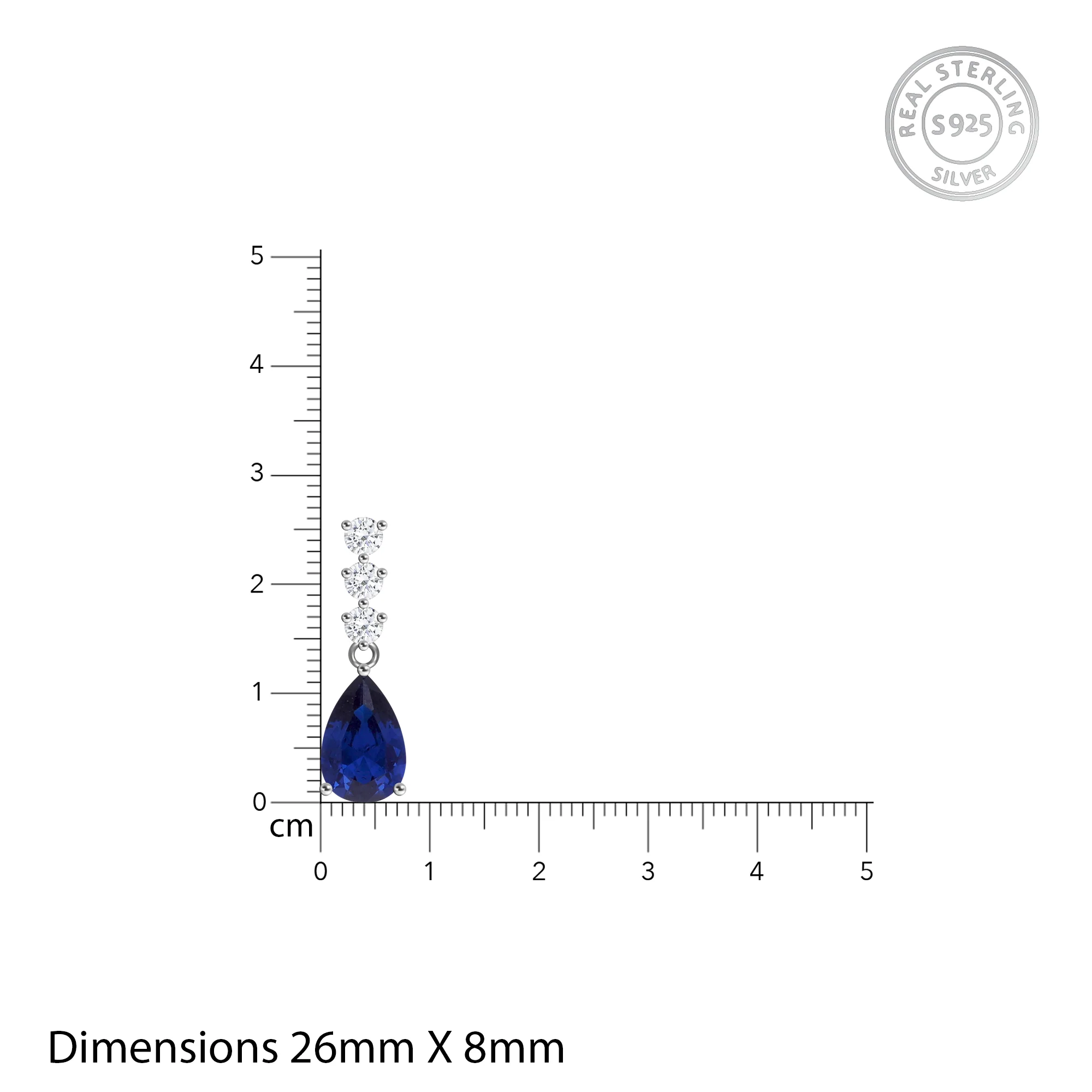 Silver Sapphire Blue Drop Earrings - Image 4