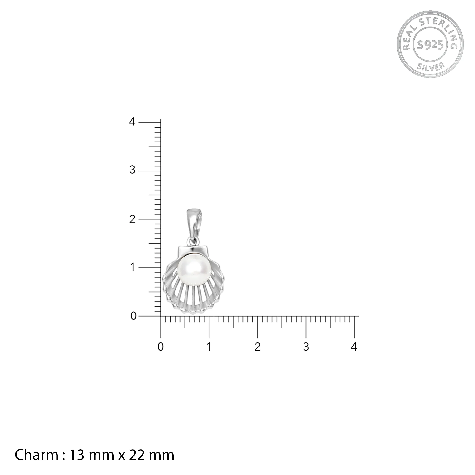Silver Seashell Pearl Pendant with Link Chain - Image 4