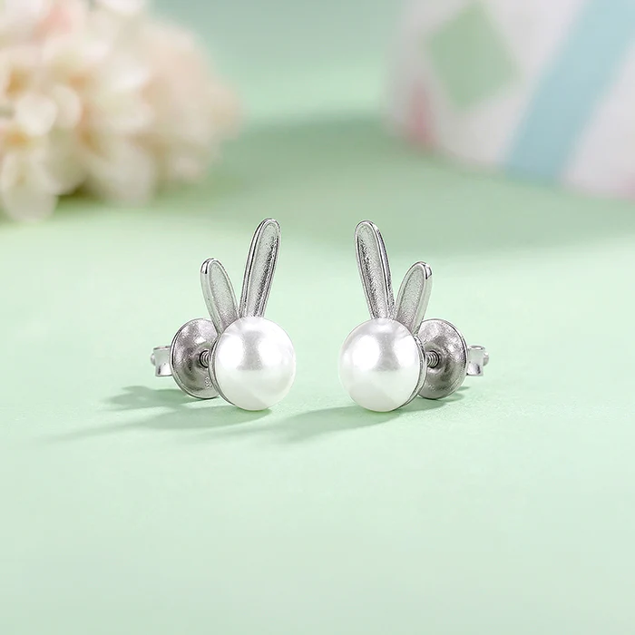 Silver Sharon Pearl Stud Earrings - Image 2
