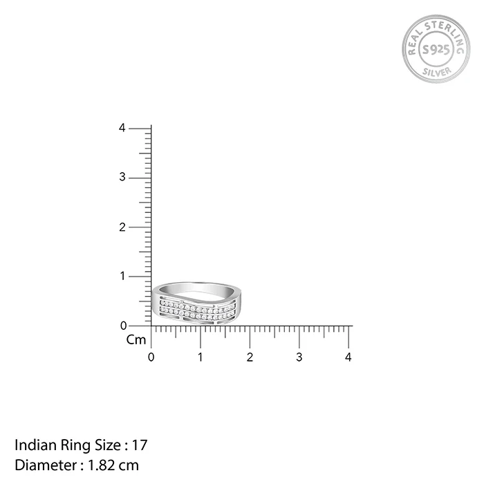 Silver Shimmer Wave Ring For Him - Image 5