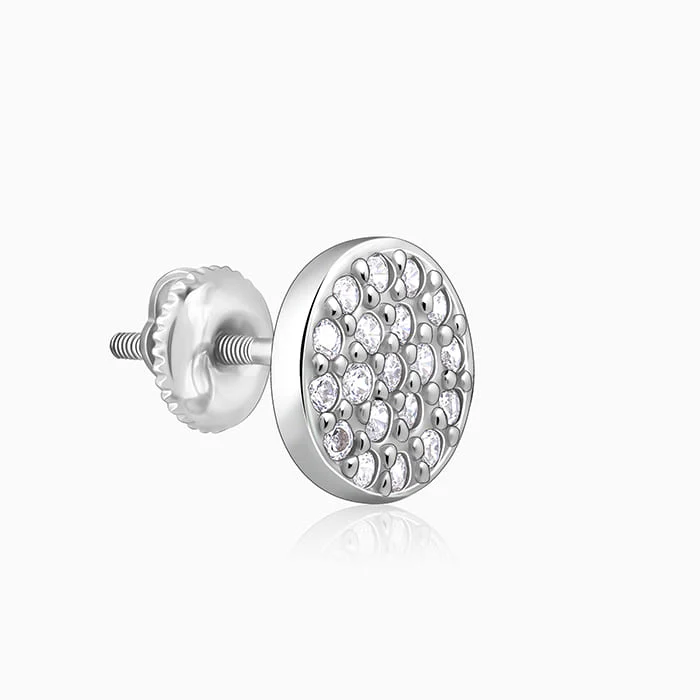 Silver Shimmering Sphere Stud Earrings - Image 4
