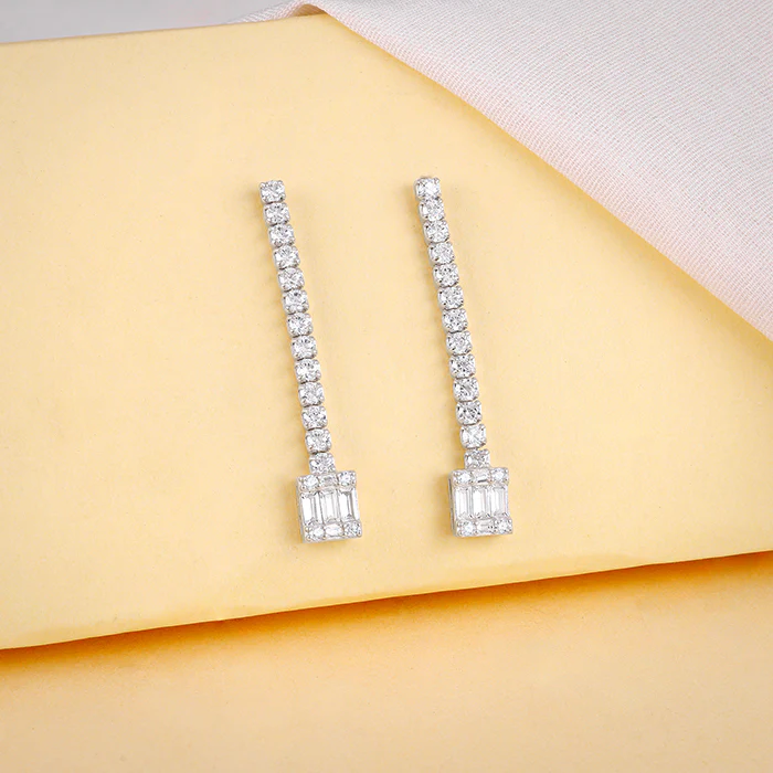 Silver Shine Line Earrings - Image 2
