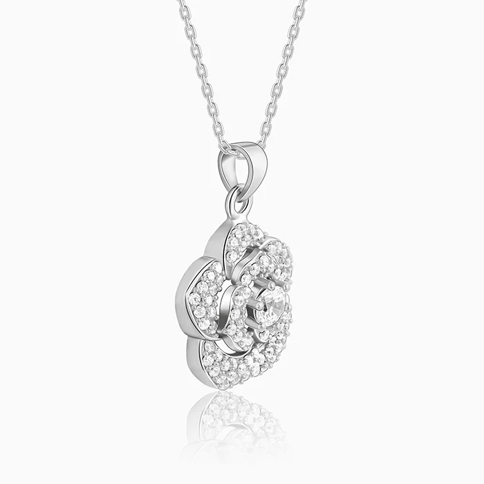 Silver Shining Rose Pendant With Link Chain - Image 4