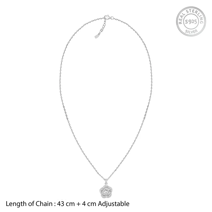 Silver Shining Rose Pendant With Link Chain - Image 5