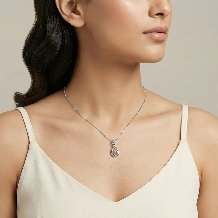 Silver Showing Love Pendant With Link Chain - Image 3