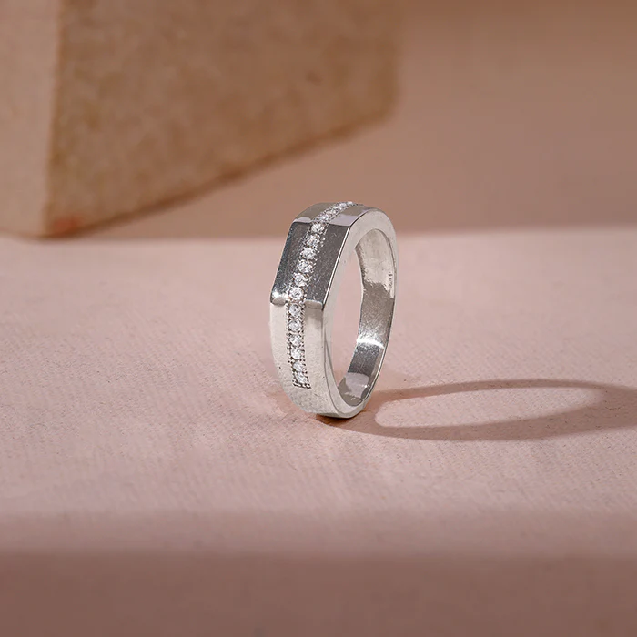 Silver Sleek Brilliance Ring For Him - Image 2