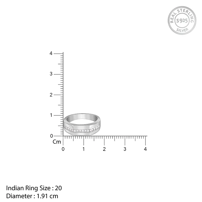 Silver Sleek Brilliance Ring For Him - Image 6